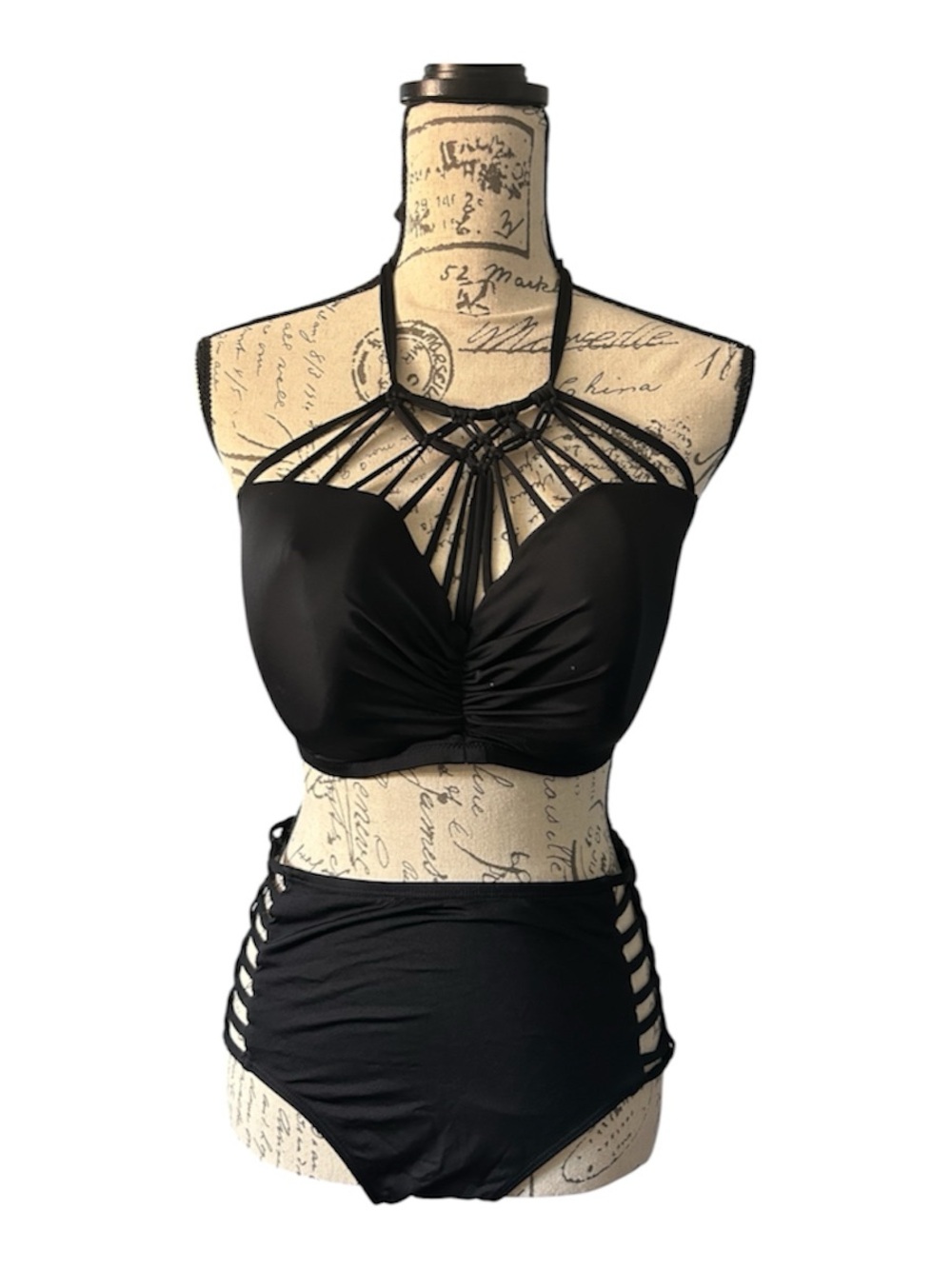 Black Strappy Swim Top